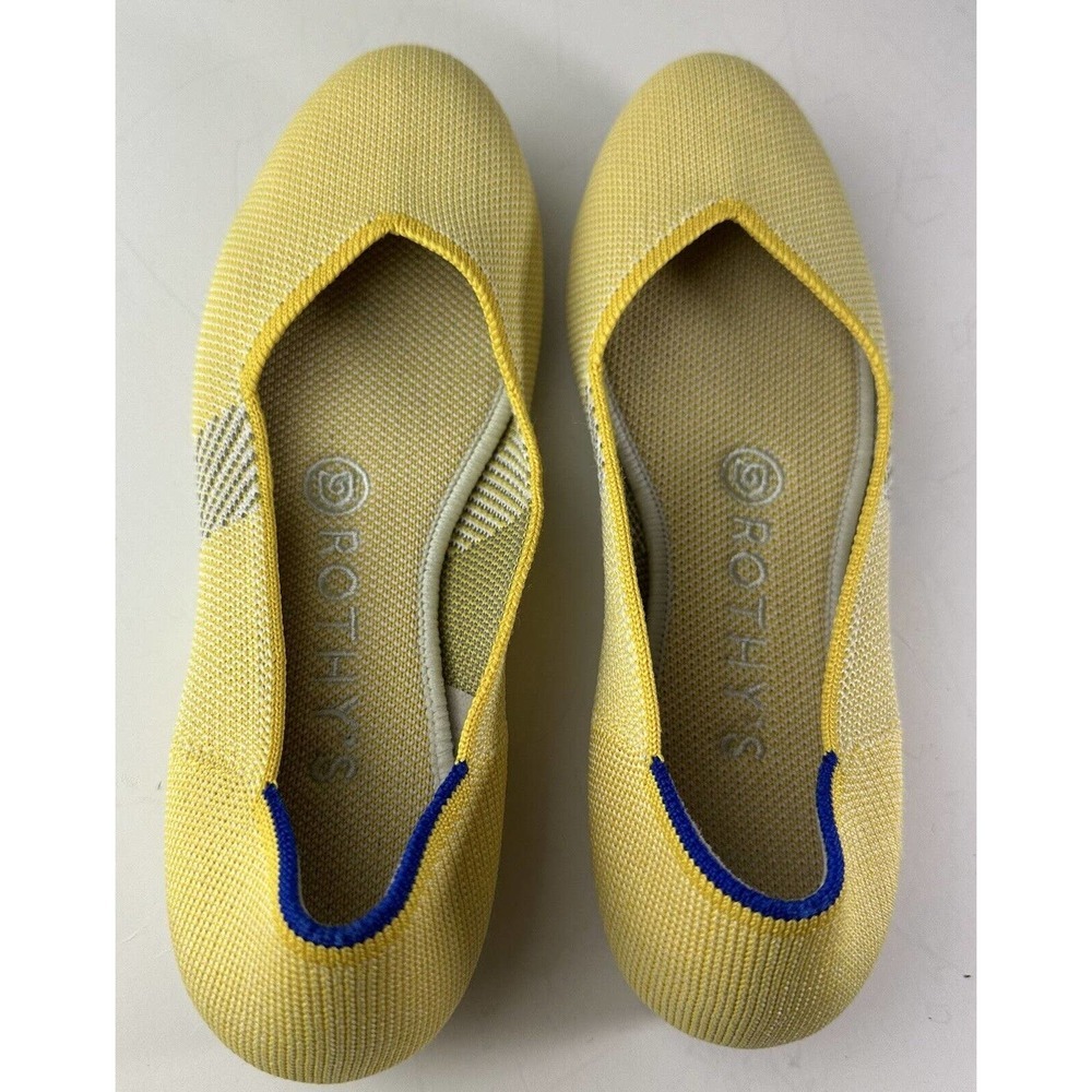 Rothy's Round Toe The Flat Ballet Slip On Knit Shoes Sunshine Yellow Women's 6 - Picture 3 of 11